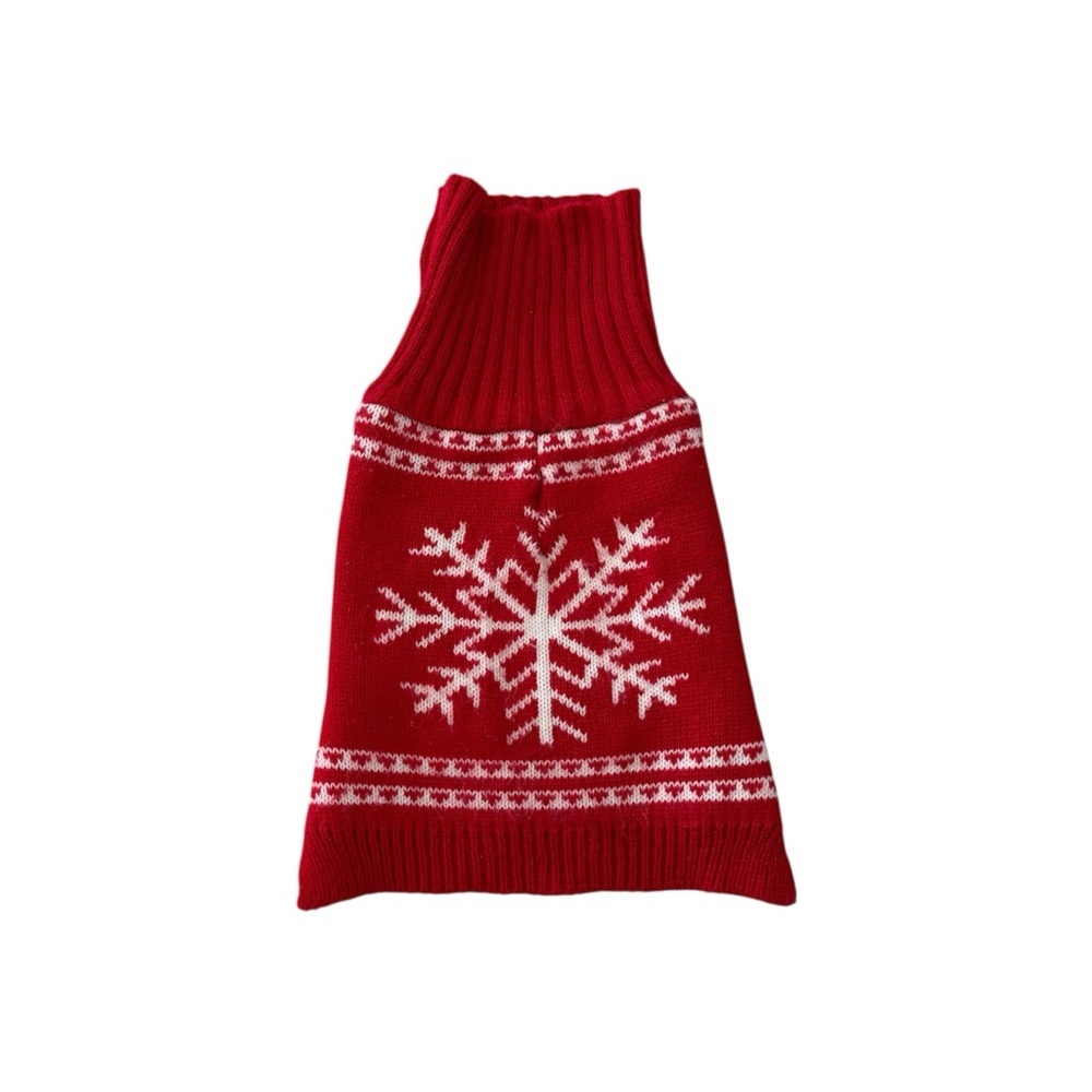 SMALL Red & white snowflake dog/cat sweater